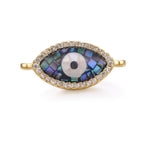 Evil Eye Oval Abalone Gold Zircon Copper Charm For Women Bulk