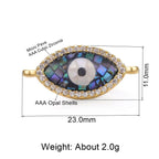Evil Eye Oval Abalone Gold Zircon Copper Charm For Women Bulk