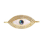 Evil Eye Oval Abalone Mother Of Pearl Gold Zircon Copper Charm Bulk