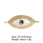 Evil Eye Oval Abalone Mother Of Pearl Gold Zircon Copper Charm Bulk