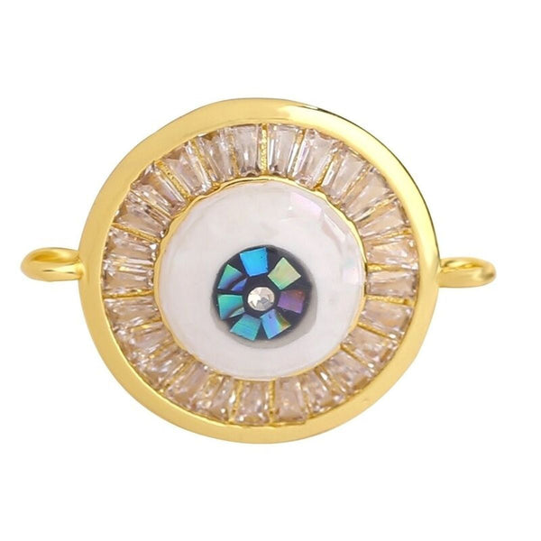 Evil Eye Round Abalone Black Silver Crystal Centre Pcs For Women Bulk Main image