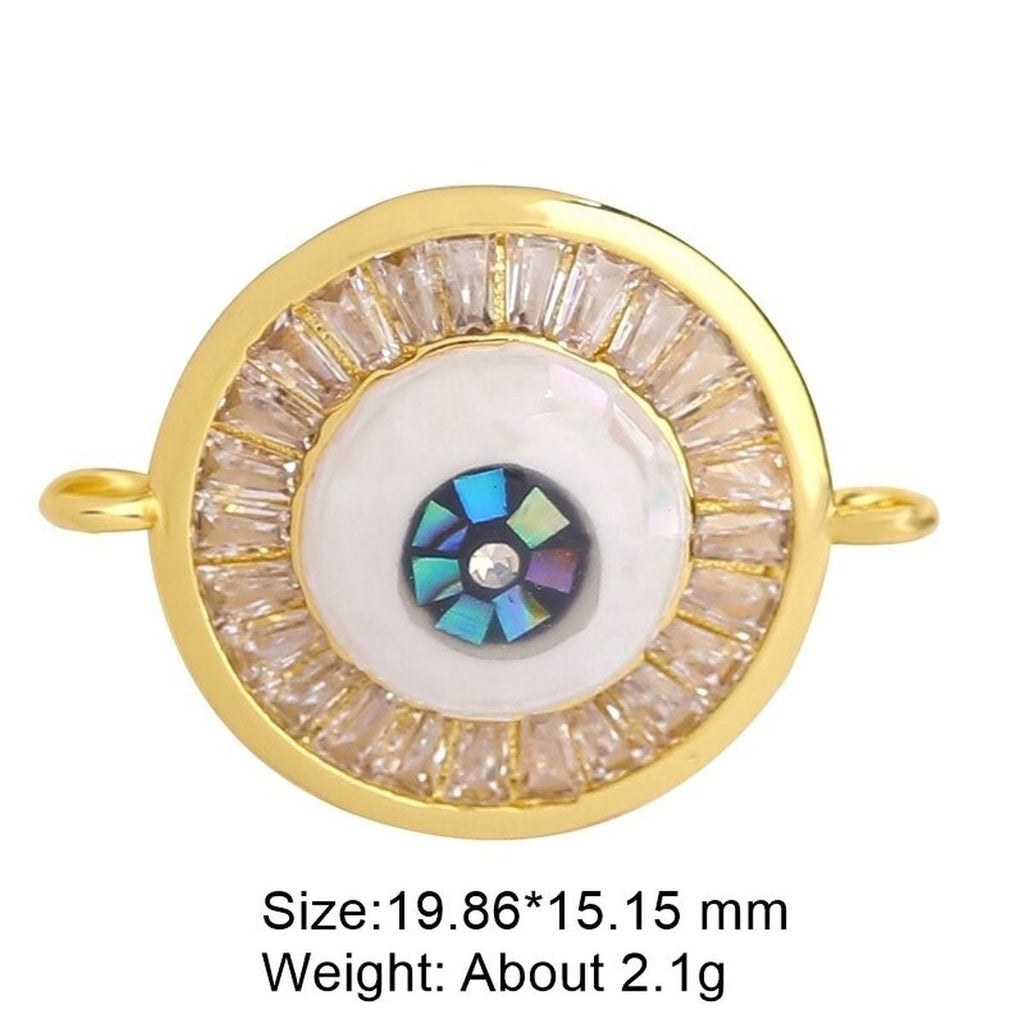 Evil Eye Round Abalone Black Silver Crystal Centre Pcs For Women Bulk