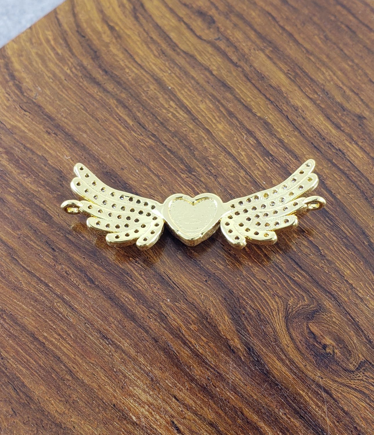 Abalone Wings Heart Gold Zircon Copper Charm For Women Bulk