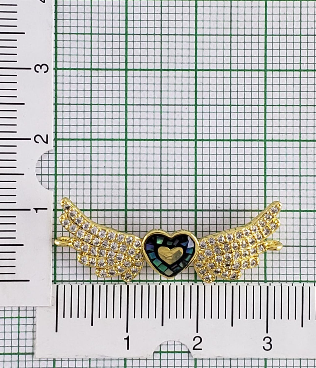 Abalone Wings Heart Gold Zircon Copper Charm For Women Bulk