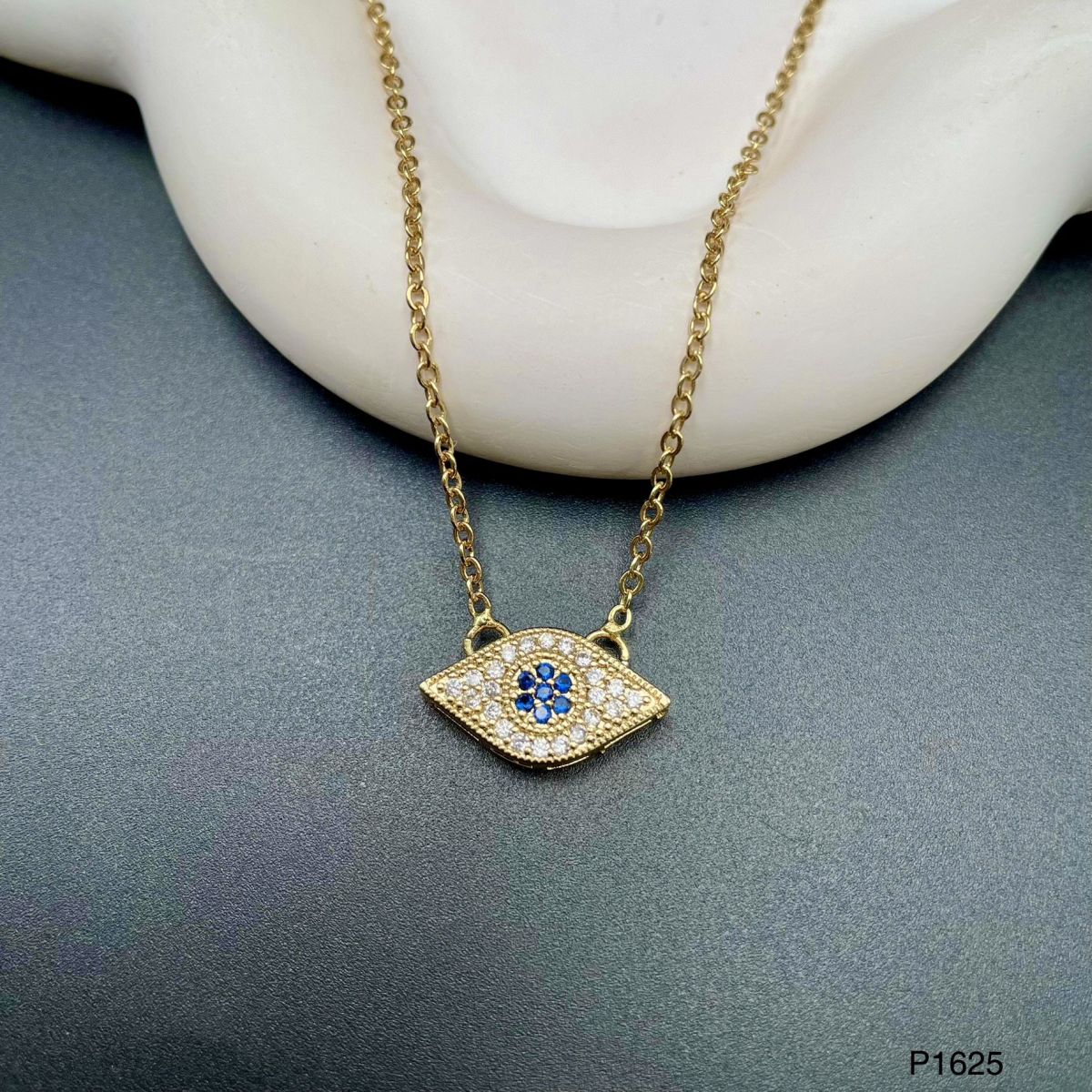 Oval Evil Eye Gold Zircon Copper Pendant Chain For Women Bulk Main image