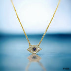 Oval Evil Eye Gold Zircon Copper Pendant Chain For Women Bulk