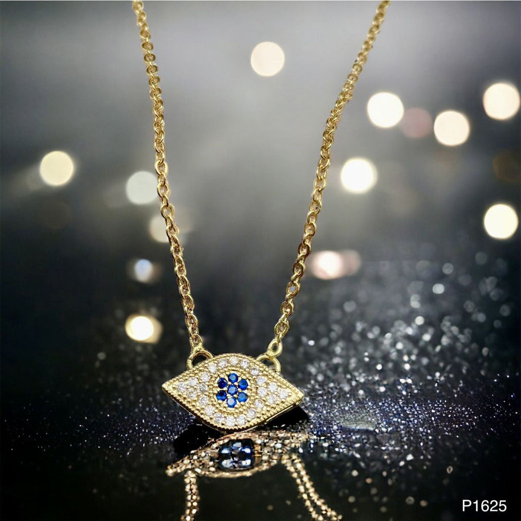 Oval Evil Eye Gold Zircon Copper Pendant Chain For Women Bulk