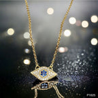 Oval Evil Eye Gold Zircon Copper Pendant Chain For Women Bulk