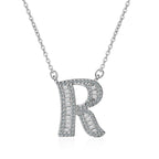 Silver White CZ Initial Alphabet Letter S Necklace Pendant Chain Bulk