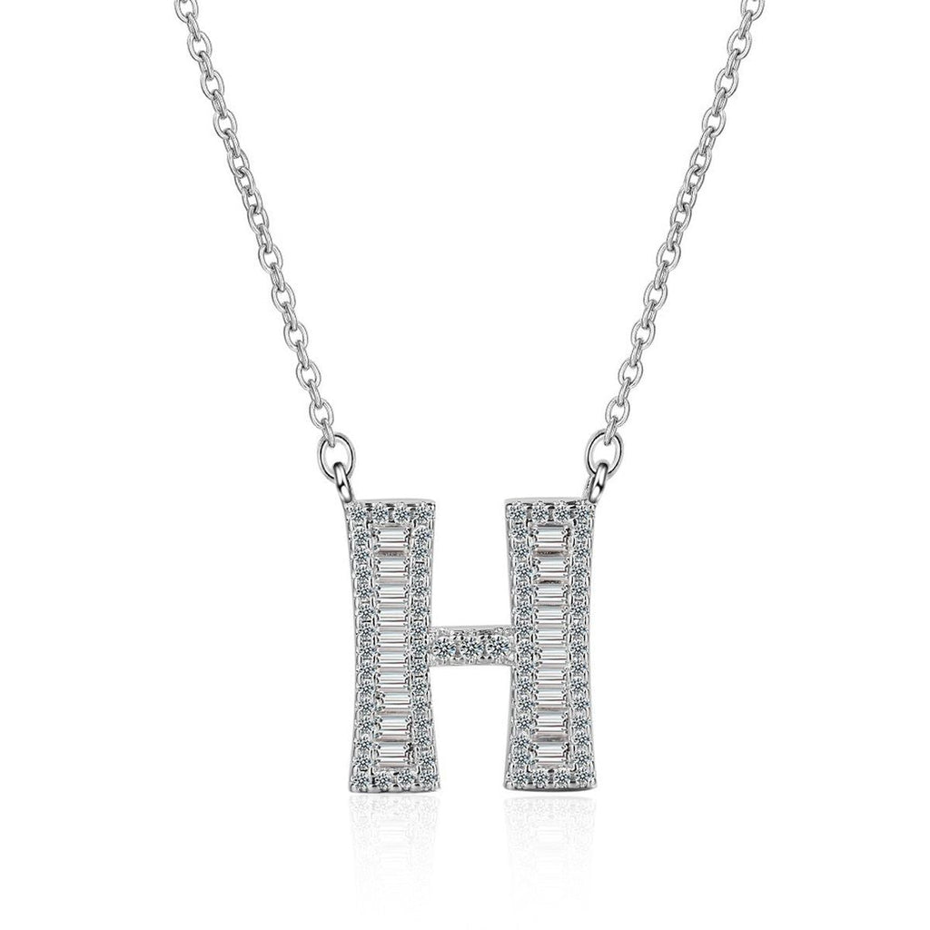 Silver White CZ Initial Alphabet Letter S Necklace Pendant Chain Bulk
