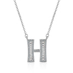 Silver White CZ Initial Alphabet Letter S Necklace Pendant Chain Bulk