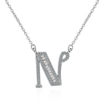 Silver White CZ Initial Alphabet Letter S Necklace Pendant Chain Bulk