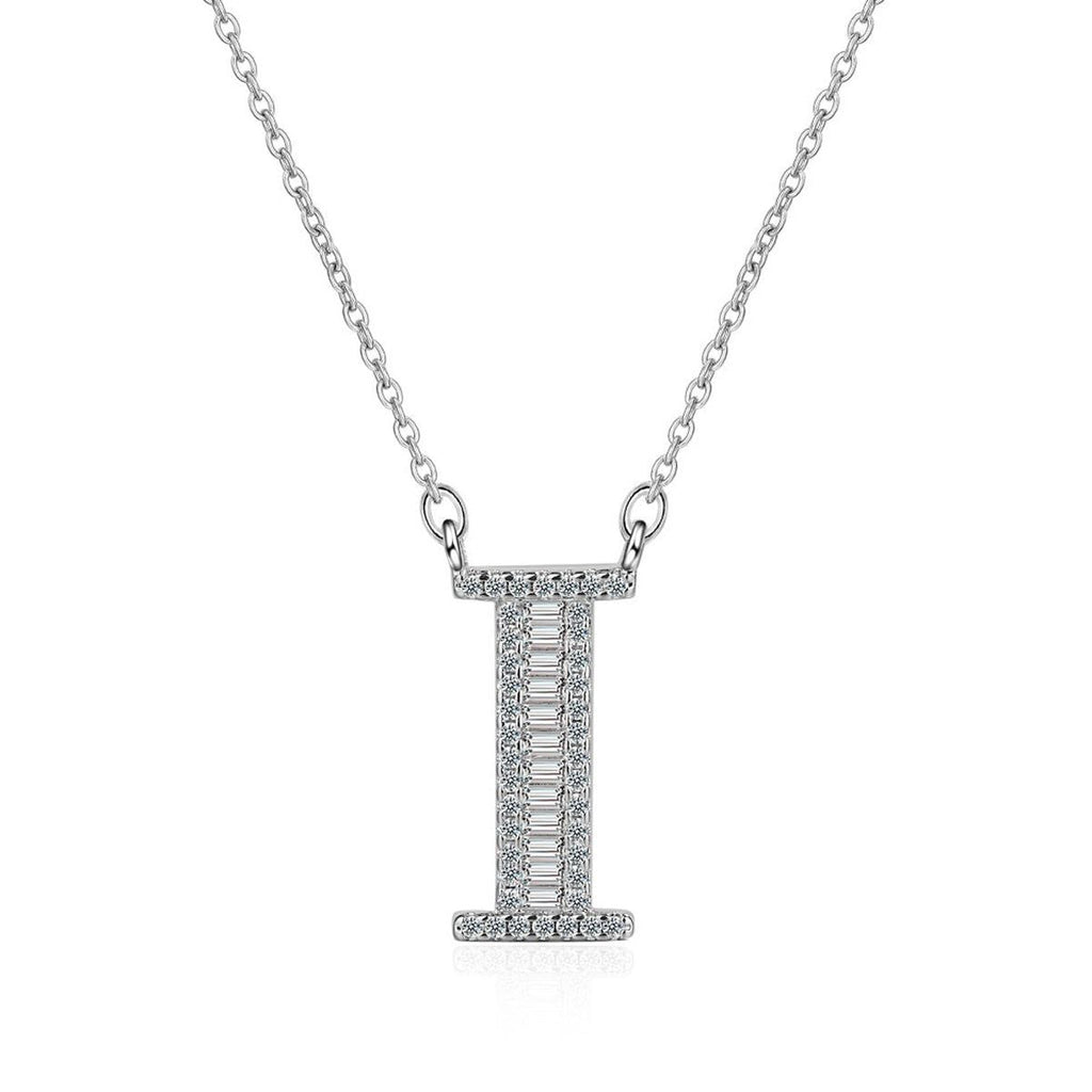 Silver White CZ Initial Alphabet Letter S Necklace Pendant Chain Bulk