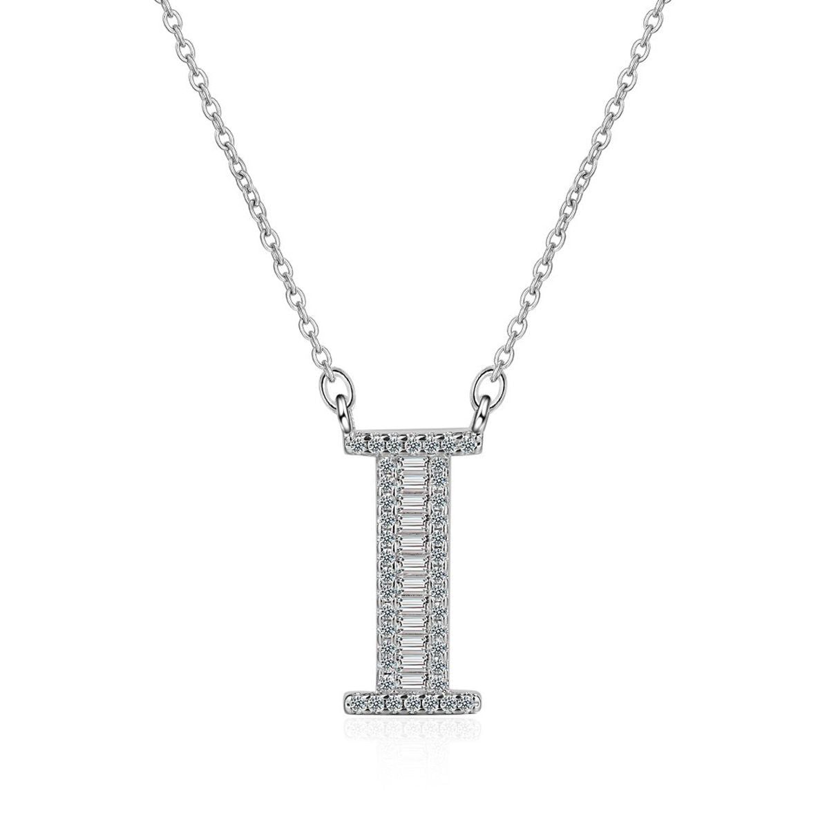 Silver White CZ Initial Alphabet Letter S Necklace Pendant Chain Bulk