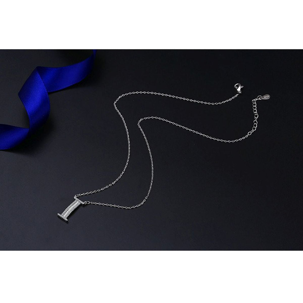 Silver White CZ Initial Alphabet Letter S Necklace Pendant Chain Bulk