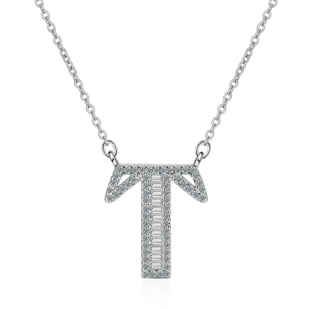 Silver White CZ Initial Alphabet Letter S Necklace Pendant Chain Bulk