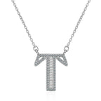Silver White CZ Initial Alphabet Letter S Necklace Pendant Chain Bulk