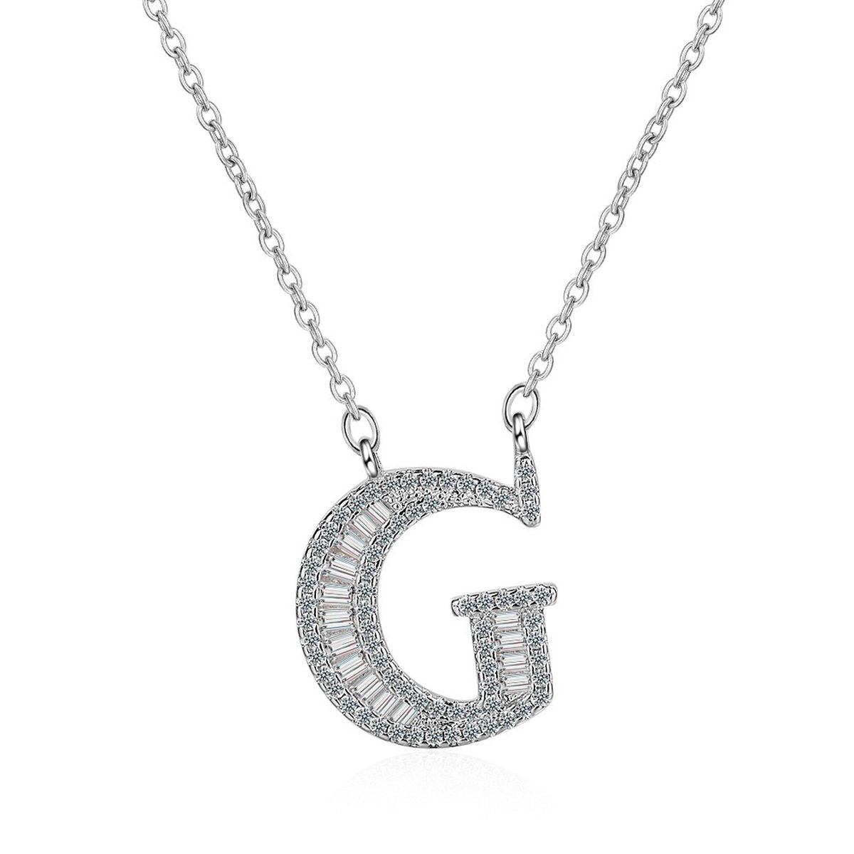 Silver White CZ Initial Alphabet Letter S Necklace Pendant Chain Bulk