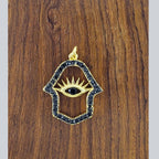 Hamsa Hand Black Gold Evil Eye Crystal Pendant For Women Bulk