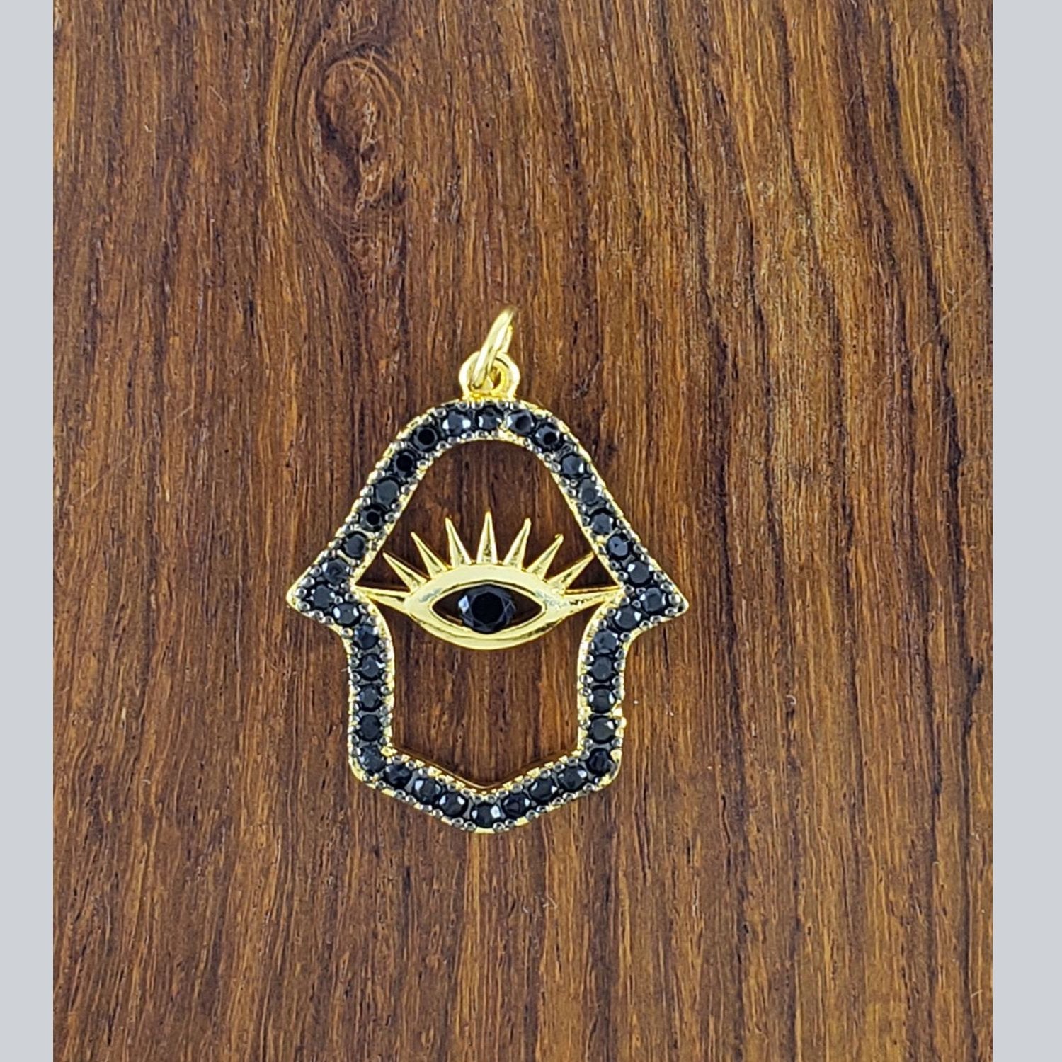 Hamsa Hand Black Gold Evil Eye Crystal Pendant For Women Bulk