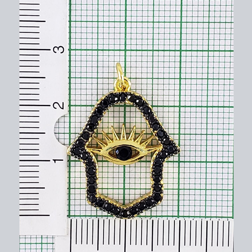 Hamsa Hand Black Gold Evil Eye Crystal Pendant For Women Bulk