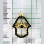 Hamsa Hand Black Gold Evil Eye Crystal Pendant For Women Bulk
