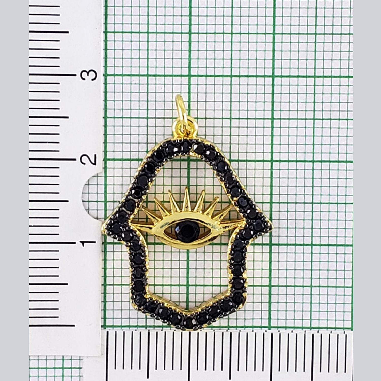 Hamsa Hand Black Gold Evil Eye Crystal Pendant For Women Bulk