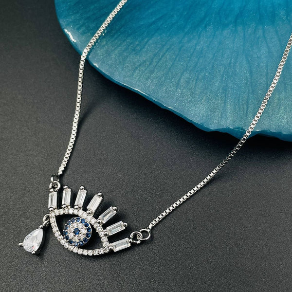 With CZ Crystals White Silver Blue Silver Evil Eye Pendant Girls Bulk Main image