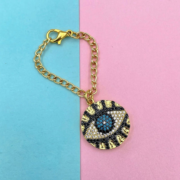 Copper CZ Crystal Evil Eye Watch Charm Blue Black Gold Bulk Main image