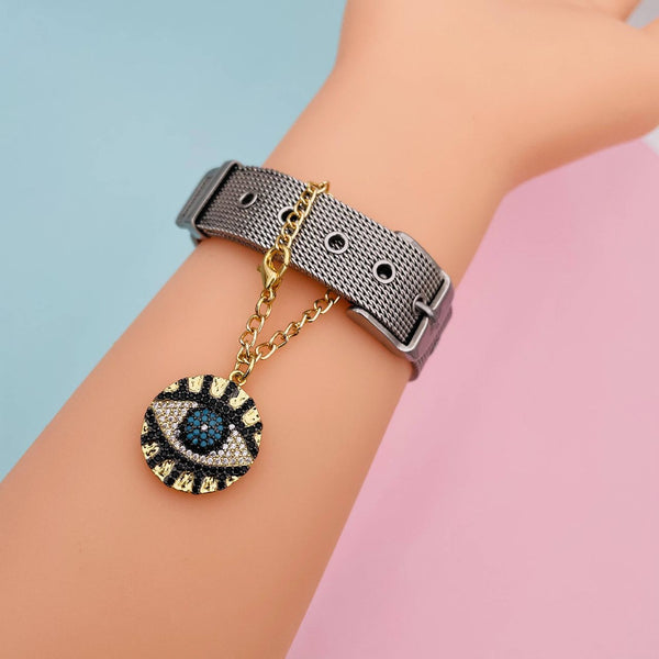 Copper CZ Crystal Evil Eye Watch Charm Blue Black Gold Bulk Secondary image