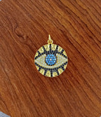 Medal Evil Eye Black Gold Blue American Diamond Crystal Pendant Bulk