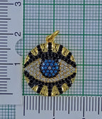 Medal Evil Eye Black Gold Blue American Diamond Crystal Pendant Bulk