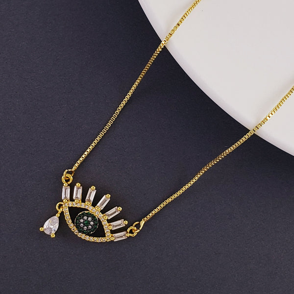 Drop Evil Eye Eyelash Gold Copper Necklace Pendant Chain Women Bulk Main image