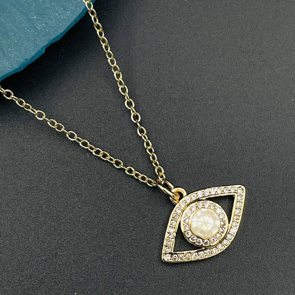 Copper With CZ Pearls White Gold Evil Eye Pendant Girls Bulk Main image