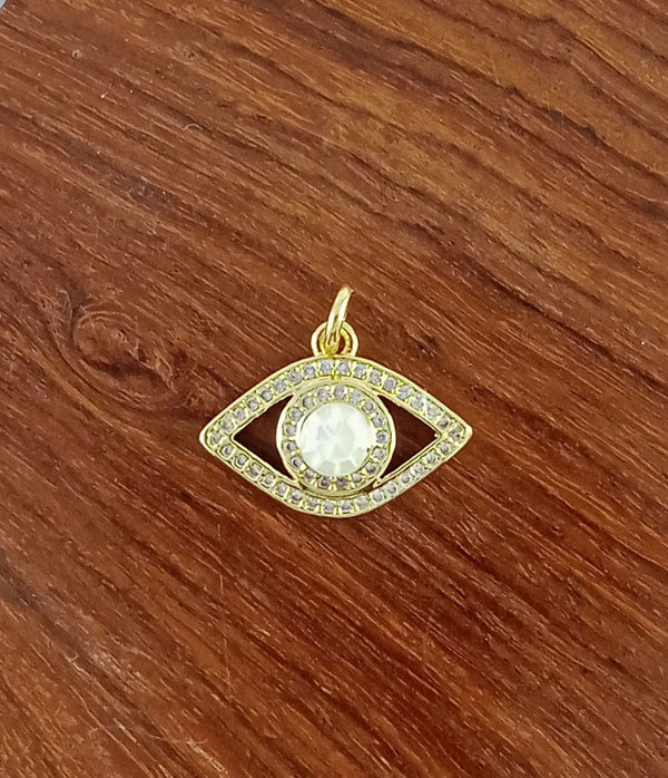 Oval-Evil-Eye-Gold-Zircon-Copper-Charm-For-Women-Girl Bulk Main image