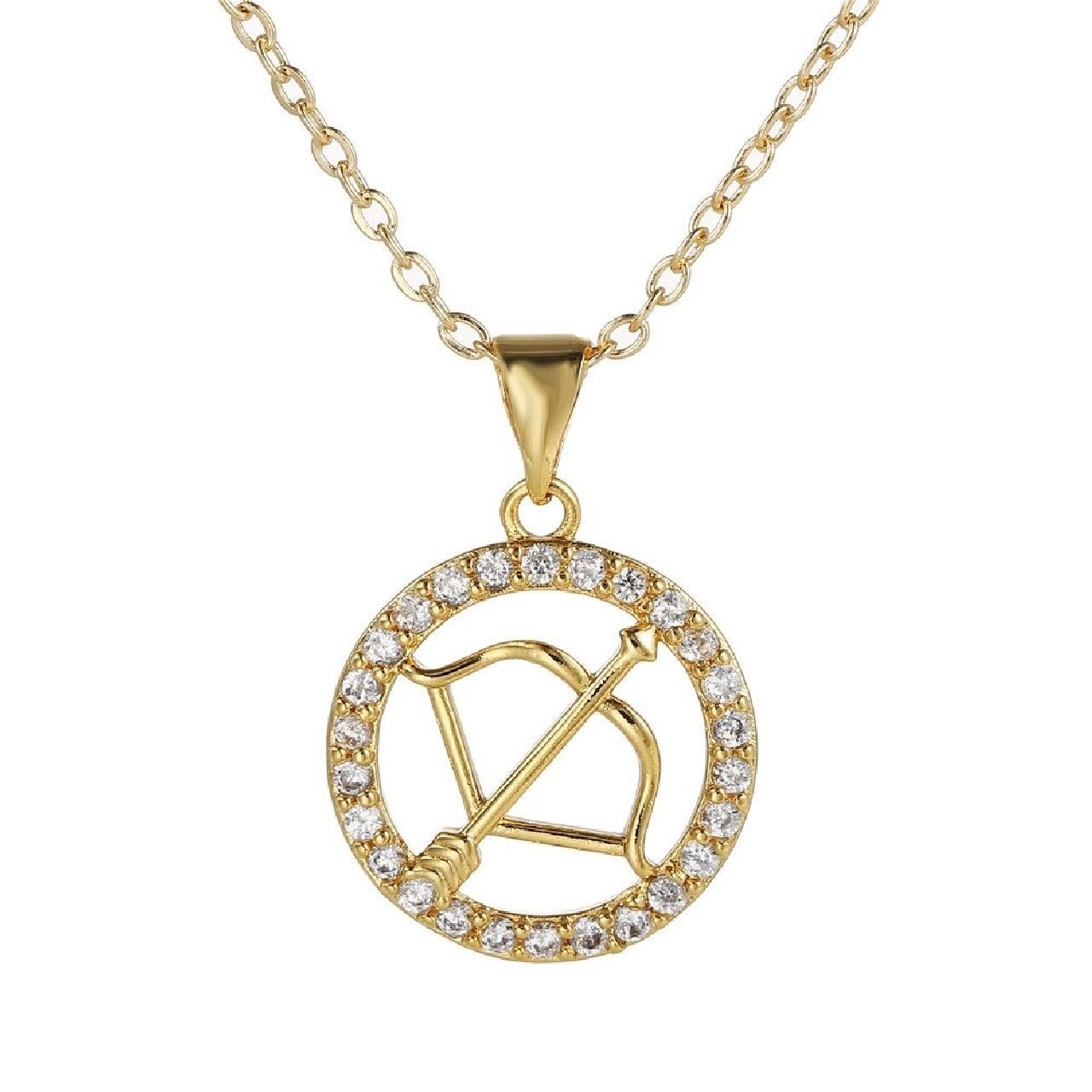 Copper CZ Gold Star Sign Sagittarius Necklace Pendant Chain Girls Bulk