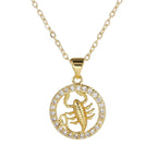 Copper CZ Gold Star Sign Sagittarius Necklace Pendant Chain Girls Bulk
