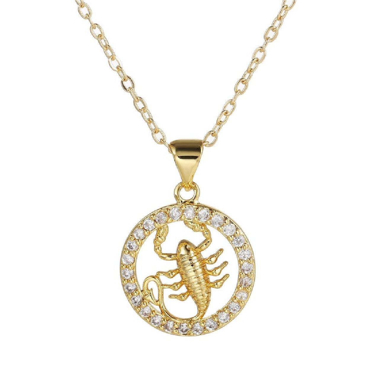 Copper CZ Gold Star Sign Sagittarius Necklace Pendant Chain Girls Bulk