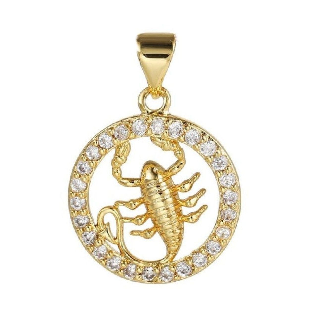 Copper Circle Star Sing Zodiac Cubic Zirconia Pendant Charm Gold Bulk