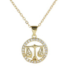 Copper CZ Gold Star Sign Sagittarius Necklace Pendant Chain Girls Bulk
