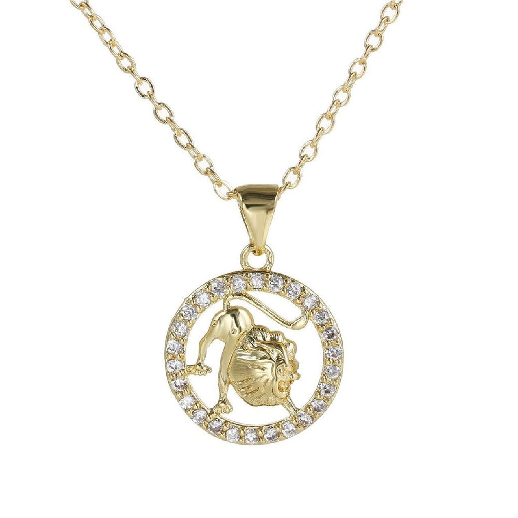 Copper CZ Gold Star Sign Sagittarius Necklace Pendant Chain Girls Bulk