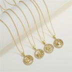 Copper CZ Gold Star Sign Sagittarius Necklace Pendant Chain Girls Bulk