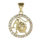 Copper Circle Star Sing Zodiac Cubic Zirconia Pendant Charm Gold Bulk