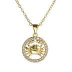 Copper CZ Gold Star Sign Sagittarius Necklace Pendant Chain Girls Bulk