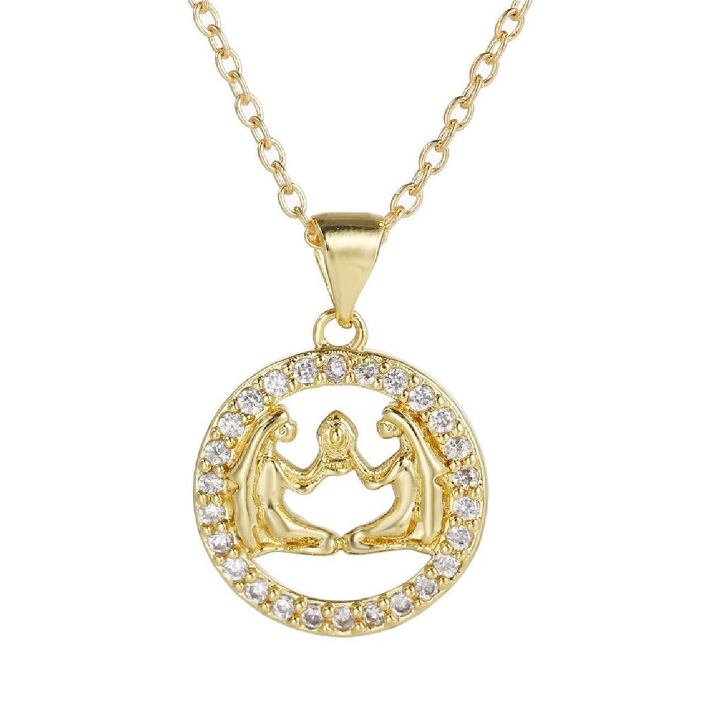 Copper CZ Gold Star Sign Sagittarius Necklace Pendant Chain Girls Bulk