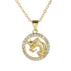 Copper CZ Gold Star Sign Sagittarius Necklace Pendant Chain Girls Bulk