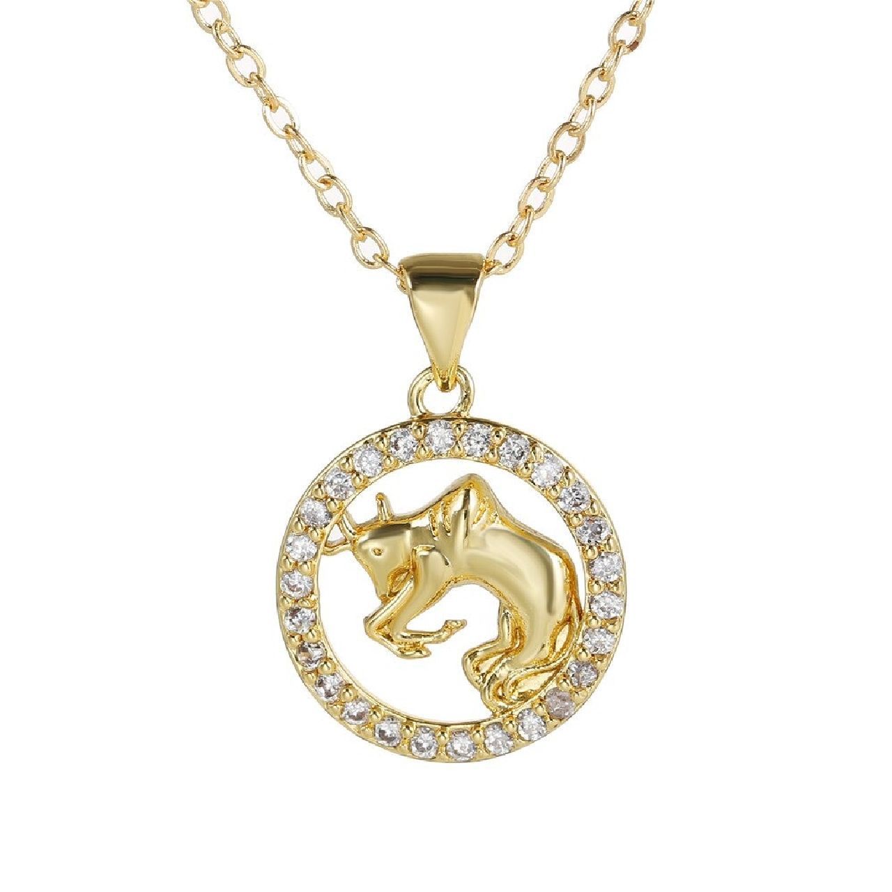 Copper CZ Gold Star Sign Sagittarius Necklace Pendant Chain Girls Bulk