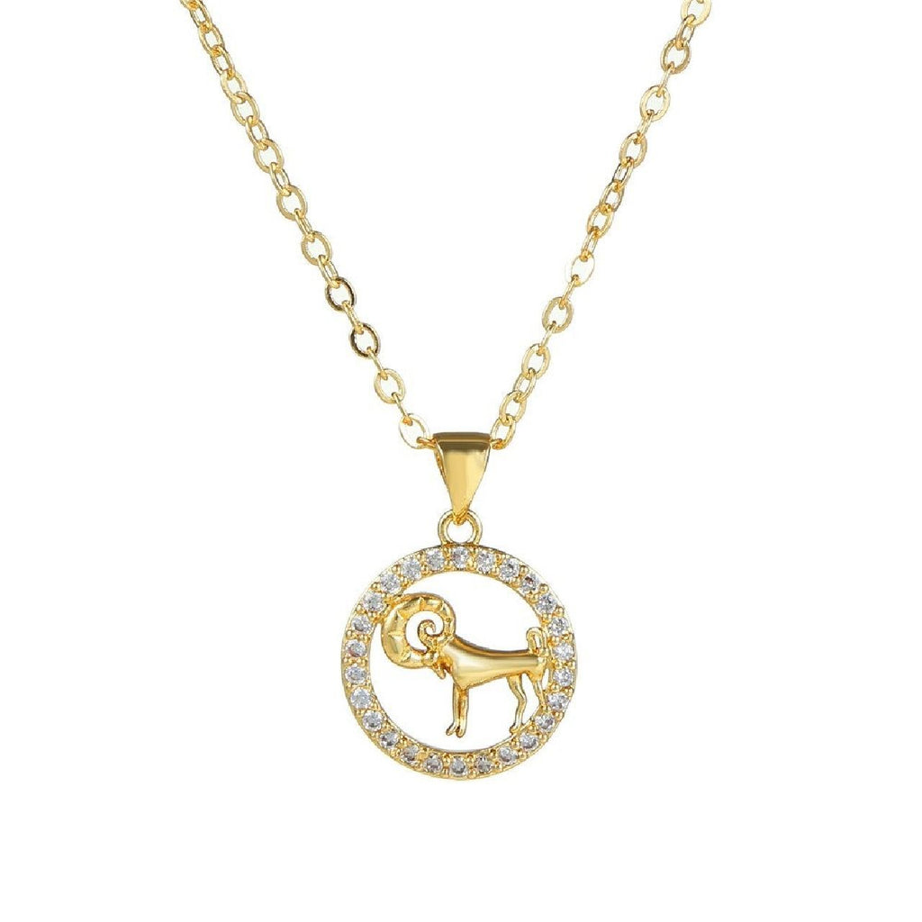 Copper CZ Gold Star Sign Sagittarius Necklace Pendant Chain Girls Bulk