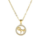 Copper CZ Gold Star Sign Sagittarius Necklace Pendant Chain Girls Bulk