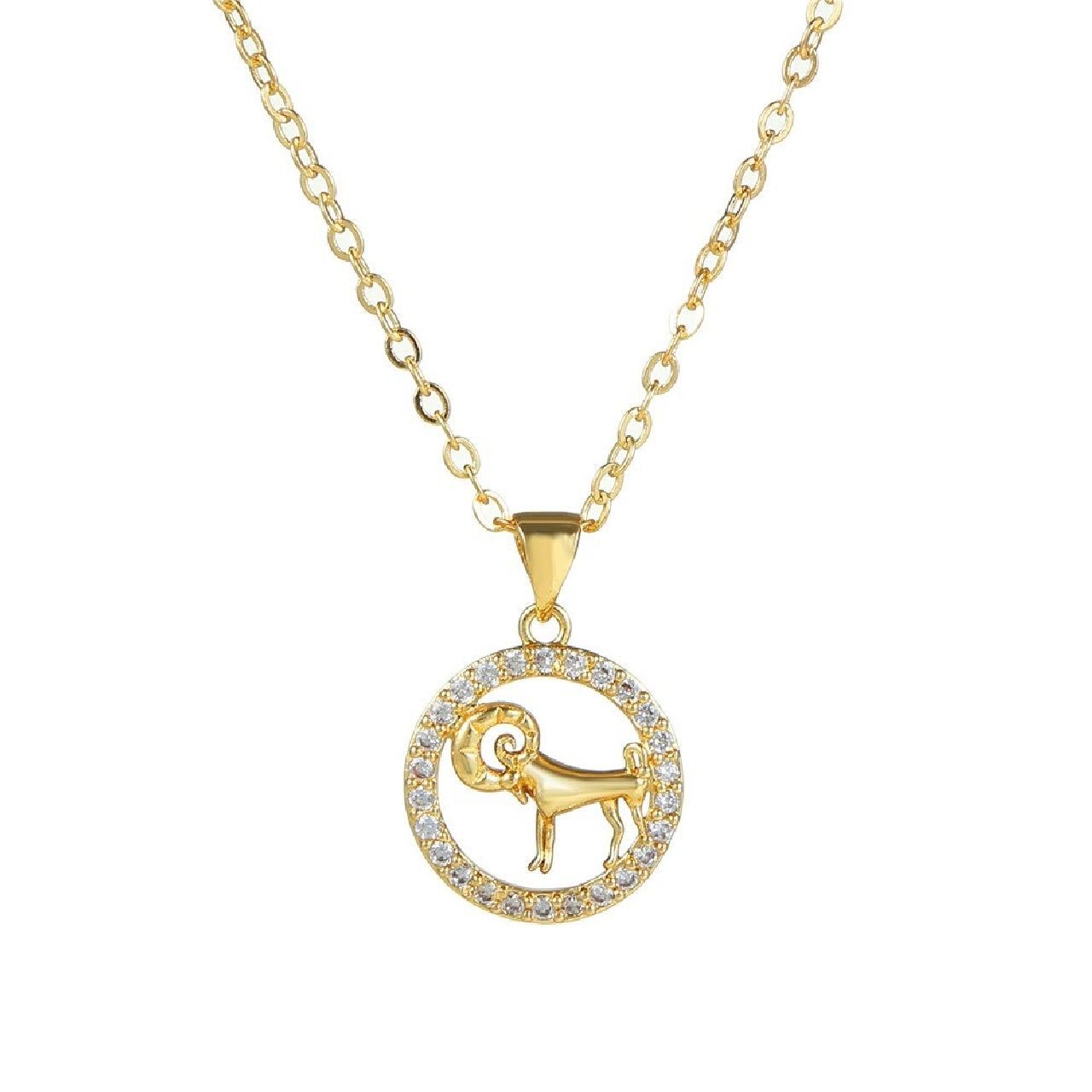 Copper CZ Gold Star Sign Sagittarius Necklace Pendant Chain Girls Bulk